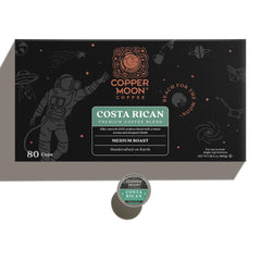 Copper Moon Costa Rican medium roast K-Cup pods on a store shelf inviting a flavorful moment.