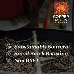 Cup of Copper Moon Dark Sky coffee brewed for a balanced, satisfying cup.