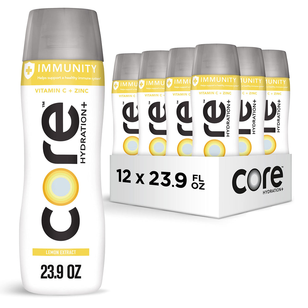 Core Hydration+ Immunity lemon bottle on the go promotes refreshing hydration.
