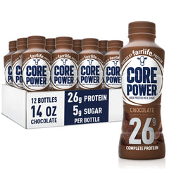 Core Power Chocolate Protein Shake bottle highlighting 26g protein for post-workout recovery