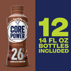 Core Power Chocolate Protein Shake label showing nutrition details