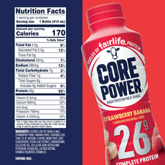Core Power Strawberry Banana bottle pour for quick, smooth flavor