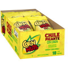 Corn Nuts Chile Picante con Limón back of package; kosher-certified crunch.