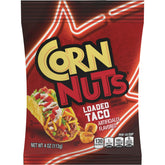 Corn Nuts Loaded Taco Flavor bag front shows bold branding for on-the-go crunch.
