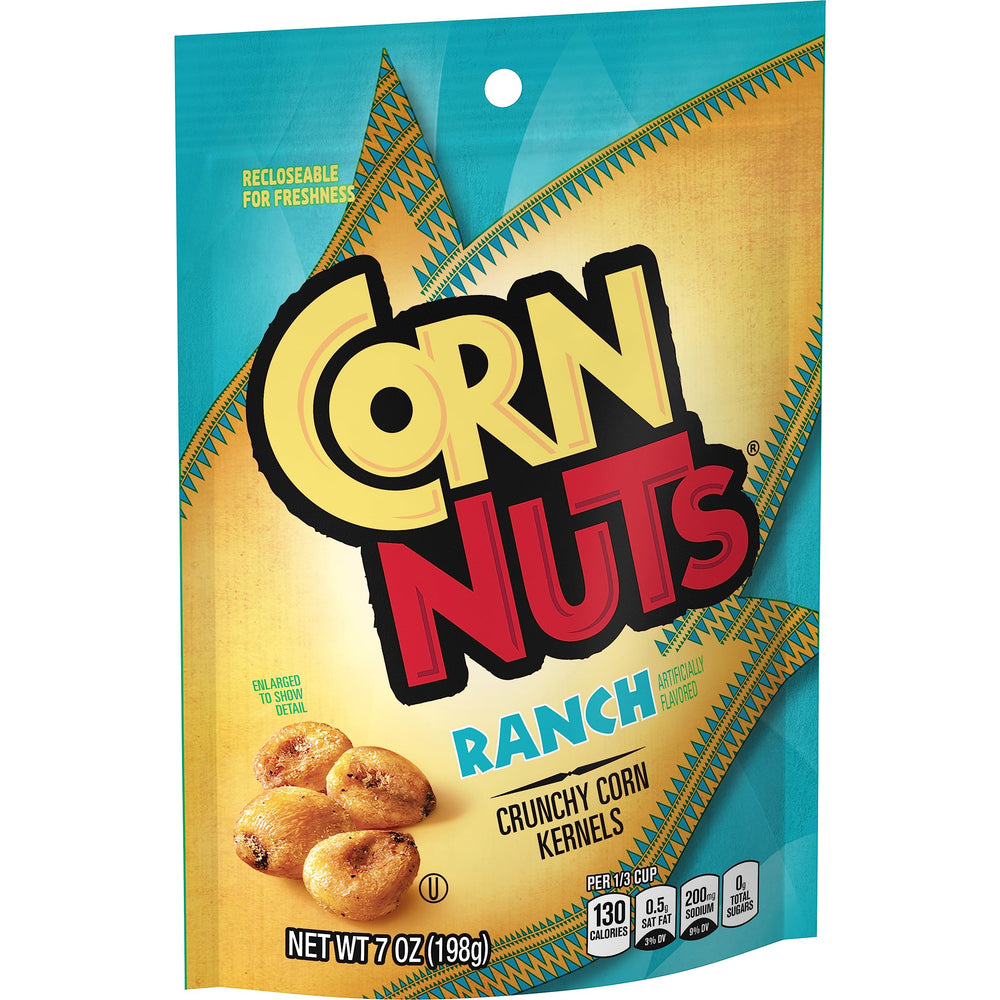 Corn Nuts Ranch flavored bag front highlights bold crunch for game night.