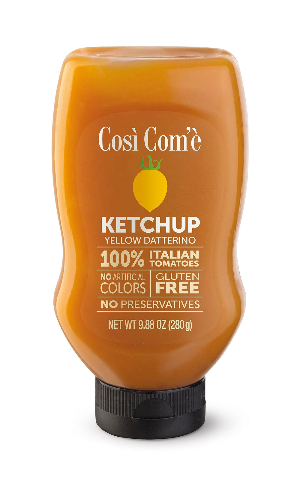 Così Com'è Italian Yellow Tomatoes Ketchup bottle with vibrant color, ideal for dipping fries