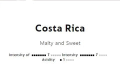 Costa Rica Coffee cup served at 150ml for a balanced cup.