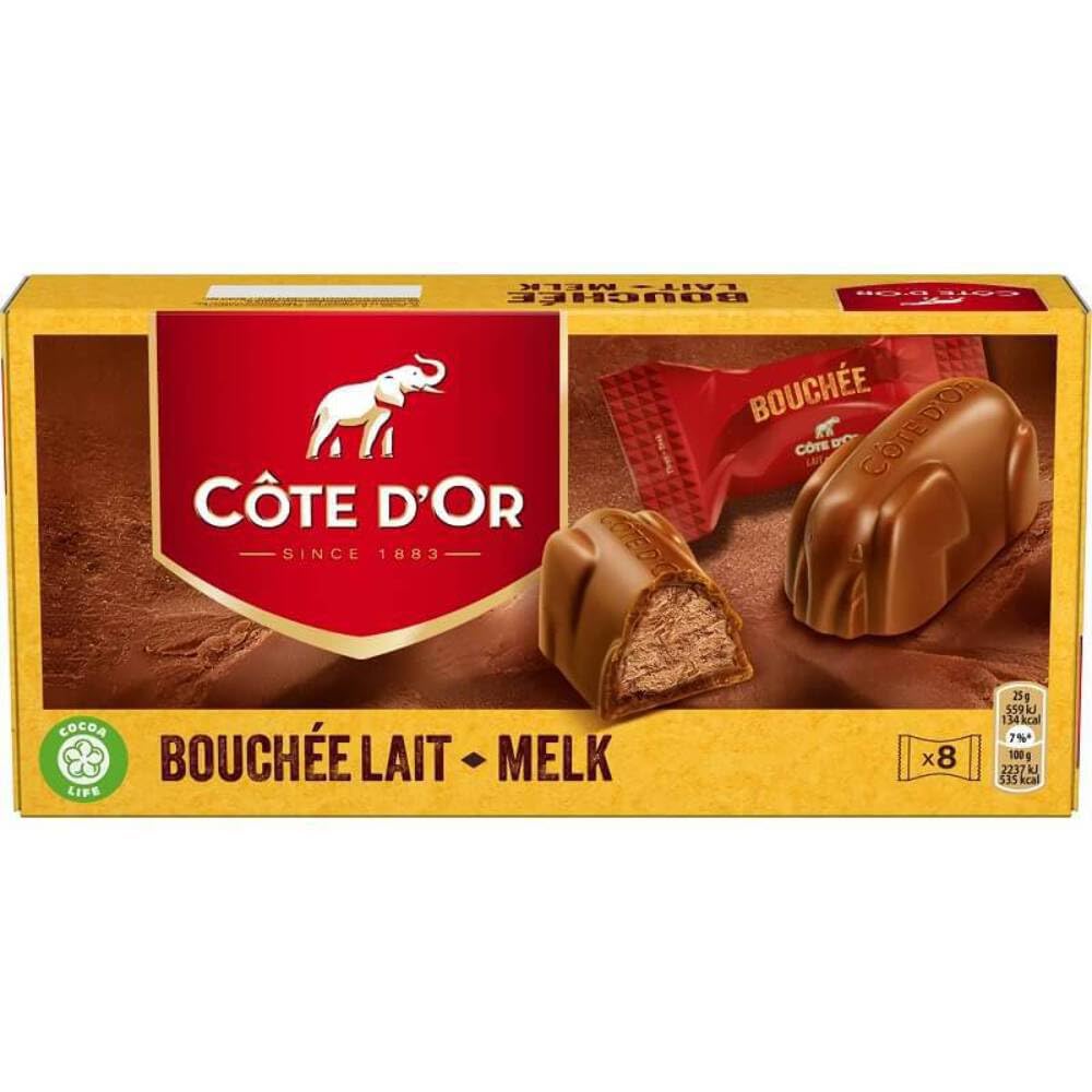 Cote D'Or Bouchees gift box with milk chocolate hazelnut pralines, perfect for gifting