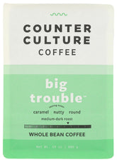 Counter Culture Coffee Big Trouble beans in a bag, ready for fresh daily brews.