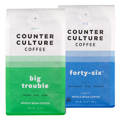 Counter Culture Big Trouble and Forty-Six multi-pack bags for diverse home brews.