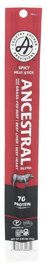 Country Archer Beef Stick Ancestral Spicy pack shot highlights premium ingredients for a bold snack