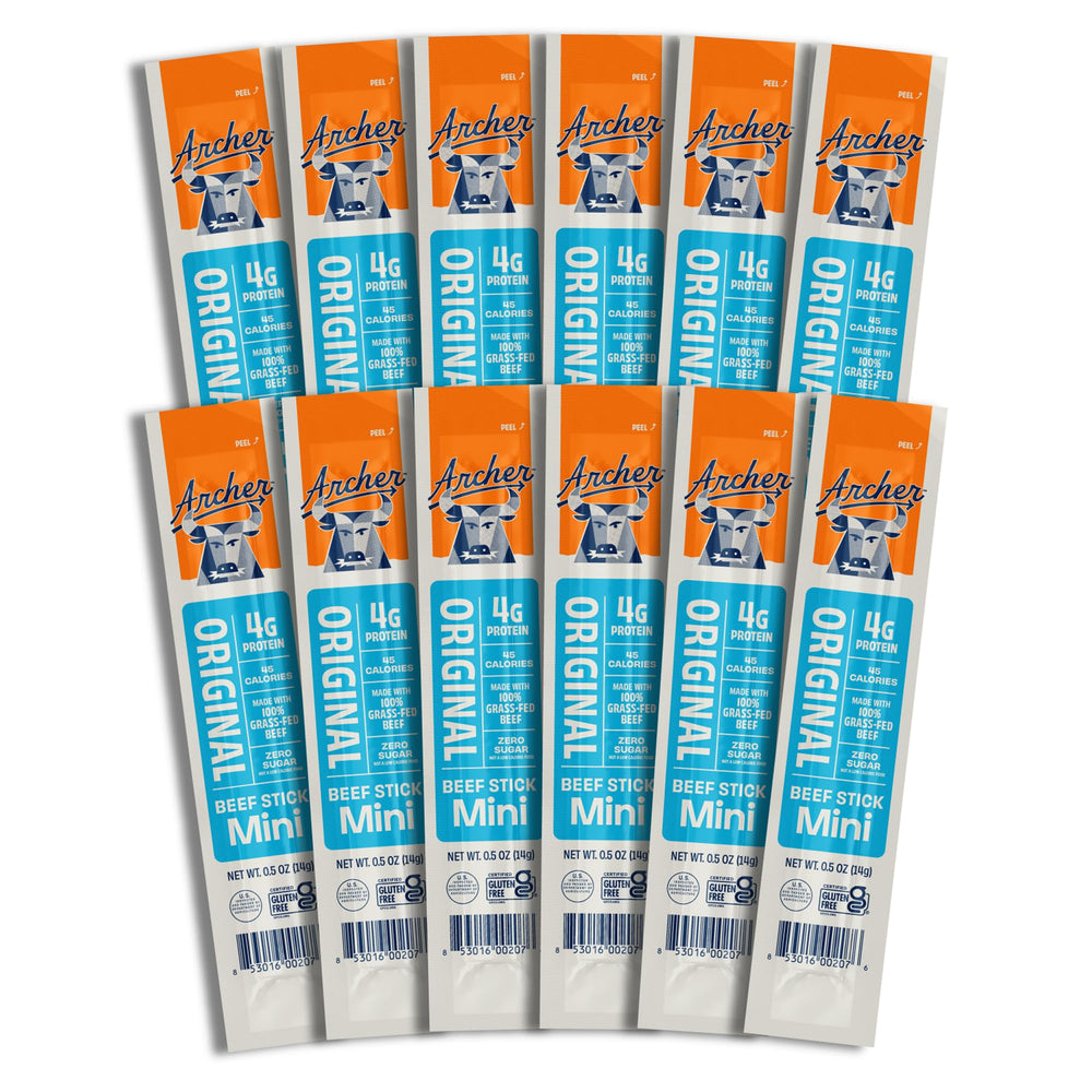 Country Archer Mini Beef Jerky Sticks front-pack display for grab-and-go protein.