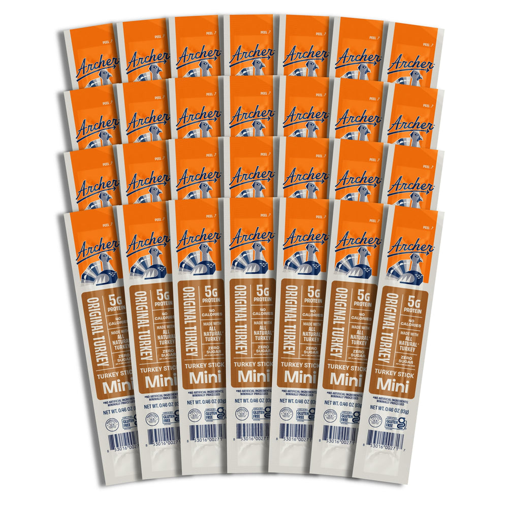 Country Archer Mini Turkey Jerky Sticks pack viewed for convenient protein on the go.
