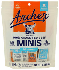 Country Archer Original Mini Beef Sticks 4oz pack, convenient protein on the go.