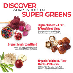 Country Farms Super Greens berry shake in a glass, plant-based nourishment.