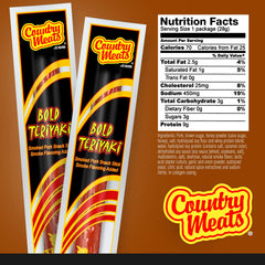 Country Meats Bold Teriyaki ten-stick glaze closeup highlights flavorful glaze and texture.