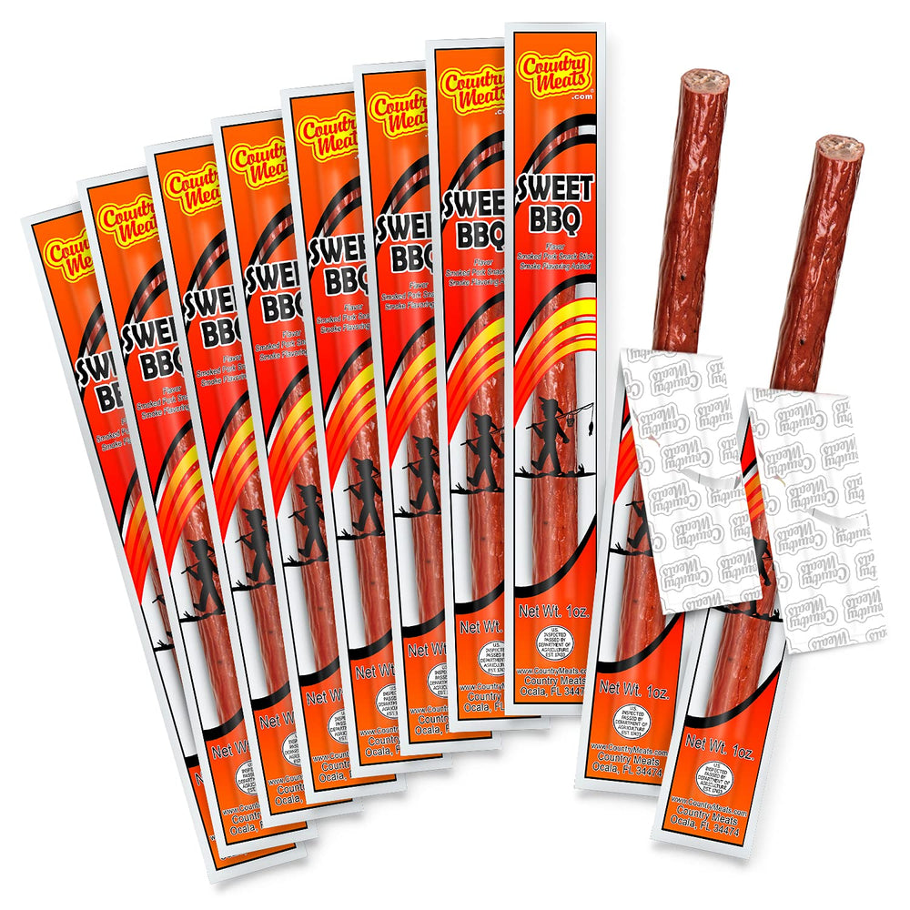 Country Meats Sweet BBQ snack sticks pack, ideal for a quick high-protein snack