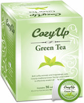 Cozy Up green tea K-Cup pods packaging for quick, fresh brews.