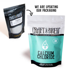 Pouring calcium chloride into water to balance minerals for richer beer flavor