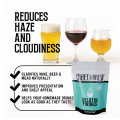 Craft A Brew Gelatin Finings heated to dissolve fully before use.