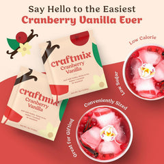 CraftMix Cranberry Vanilla served with sparkling water for a refreshing twist