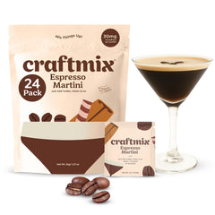 Craftmix espresso-martini mixer packaging shows ready-to-use flavor packets