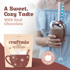 CraftMix velvety hot chocolate in a mug.