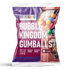 Crafty Confections kids gumballs in 1 inch size bursting with eight flavors.