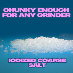 Crait coarse iodized salt crystal close-up highlights chunky texture.