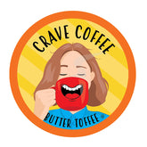 Crave Beverages butter-toffee pod ready for Keurig brewing, delivering rich indulgence in every cup.