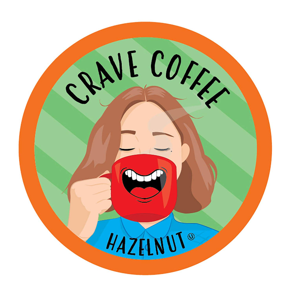 Crave Beverages hazelnut pod packaging highlights rich aroma and premium flavor.