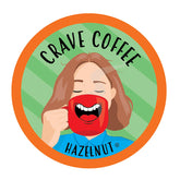 Crave Beverages hazelnut pod packaging highlights rich aroma and premium flavor.