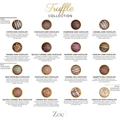 CRAVINGS BY ZOE truffles closeup in milk, dark, and white chocolate for celebrations