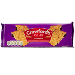 Crawfords Garibaldi biscuits 100g pack – crisp layers with currants, ideal with tea