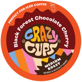 Crazy Cups Black Forest coffee pods packaging showing eco-friendly design for sustainable brewing