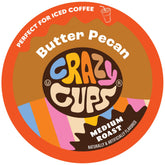 Crazy Cups Butter Pecan Swirl pod close-up highlighting recyclable capsule for eco-friendly use