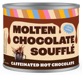 Crazy Cups caffeinated molten chocolate souffle hot cocoa canister, perfect for cozy evenings.