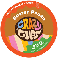 Crazy Cups decaf butter-pecan-coffee-pods with rich aroma for hot or iced brews