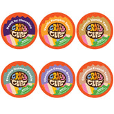 Crazy Cups decaf variety pack box showing evening flavor exploration.