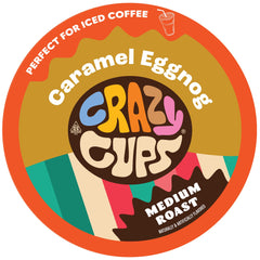 Crazy Cups eggnog-flavored coffee pods: festive aroma and single-serve convenience.