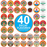 Crazy Cups decaf flavor pods in a 40-pack for Keurig brewers, assorted flavors.