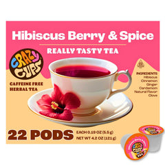 Crazy Cups hibiscus berry spice tea pods with fruity aroma for a relaxing cup