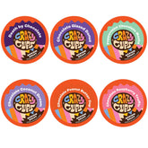 Crazy Cups medium roast chocolate coffee pods in a box for home brewing.