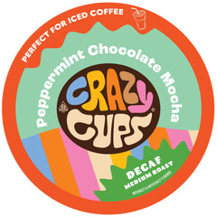 Crazy Cups peppermint chocolate mocha decaf pods pack for festive mornings