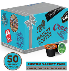 Crazy Cups pods assortment closeup highlights diverse coffees and teas for quick mornings