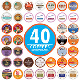 Crazy Cups variety-pack front view with 40 assorted coffee pods for quick mornings.