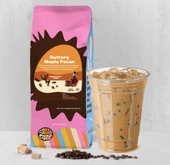 Crazy Cups ground coffee great for hot or iced brewing with maple-pecan notes