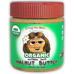 CrazyGoNuts organic walnut butter sea salt jar for healthy snacking