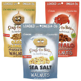 CrazyGoNuts Savory Sampler walnuts in plain sea salt for crunch and simple flavor.