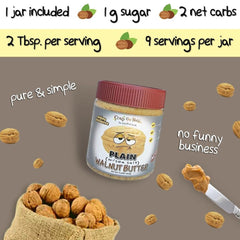 Close-up of CrazyGoNuts walnut butter texture, creamy and fluffy when stirred.